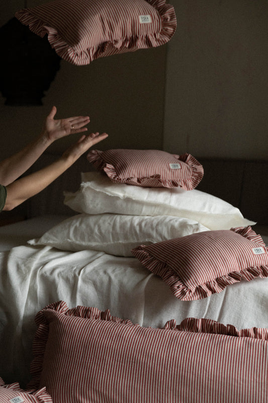 Linen Pillowcase Cover with Ruffles