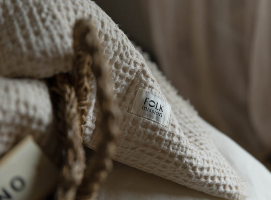 Waffle Blanket - Cream - Warm white