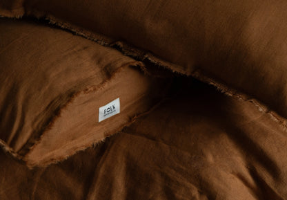 Washed Linen Pillowcase with Fringe Edges
