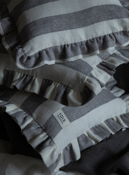 Linen Pillowcase Cover with Ruffles