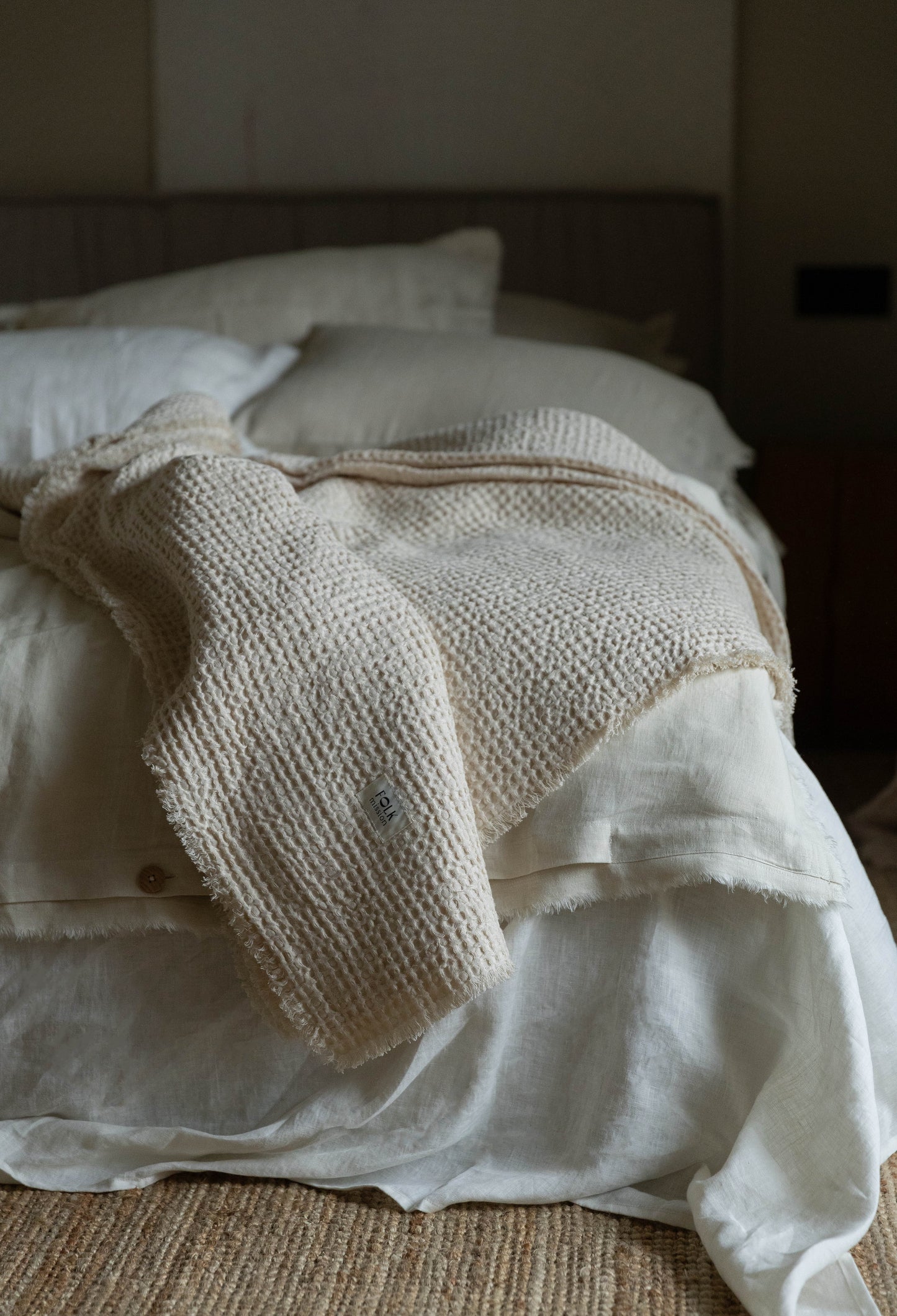 Waffle Blanket - Cream - Warm white