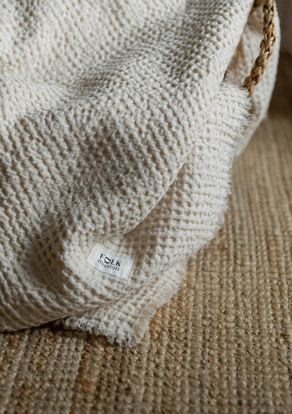 Waffle Blanket - Cream - Warm white